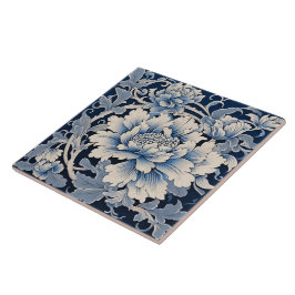 Tradicional China Blue Ink Chrysanthemum