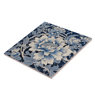 Tradicional China Blue Ink Chrysanthemum