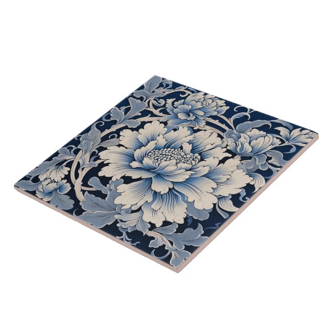 Tradicional China Blue Ink Chrysanthemum (Lateral)