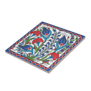 Tradicional Floral Vermelho Azul Turco Otomano Izn