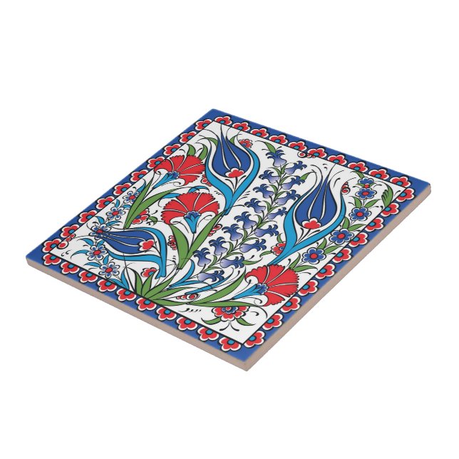 Tradicional Floral Vermelho Azul Turco Otomano Izn (Lateral)