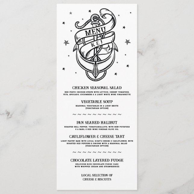Tradicional Tatuagem Menu Casamento Rock Anchor (Frente)