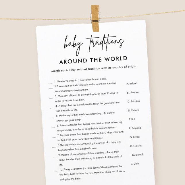 Tradições Minimalistas de Bebê Jogo para Chá de Be (Criador carregado)