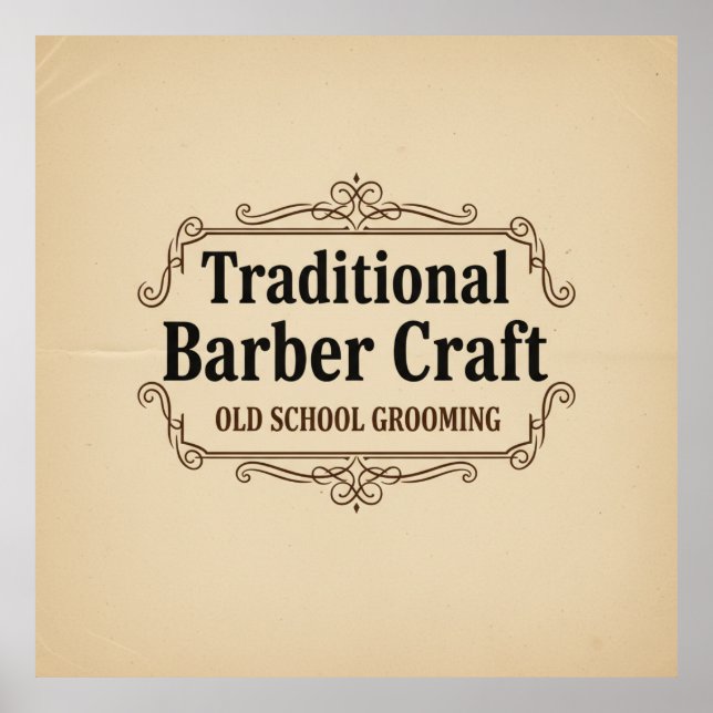 Traditional Barber Craft Vintage Typography Poster (Frente)