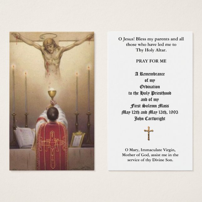 TRADITIONAL CATHOLIC PRIEST ORDINATION HOLY CARDS (Frente & Verso)