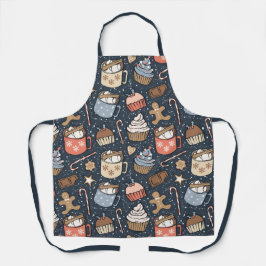 Traditional Christmas Vintage Hot Cocoa Dark Blue