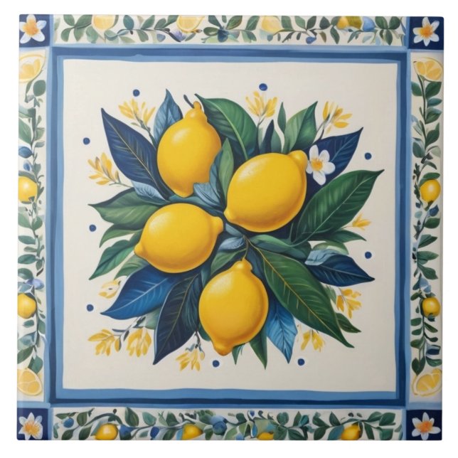 Traditional Lemons Blue Green Yellow White Classic (Frente)