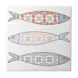 Traditional Portuguese icon. Colored sardines