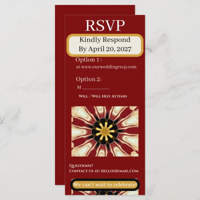 Traditional RSVP Suite | Crimson & Cream Starburst (Frente/Verso)