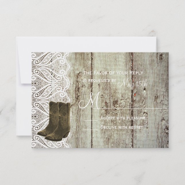 Traga suas placas RSVP de Casamento de Boots Count (Frente)