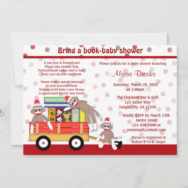 Traga um macaco da peúga do convite do chá de (Frente)