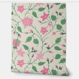 Trailing Floral - Paisley - Bright Pink And Green 