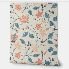Trailing Floral - Paisley - Peach And Dusty Blue