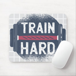 TRAIN HARD Barra de Fitness Mouse Pad Grid
