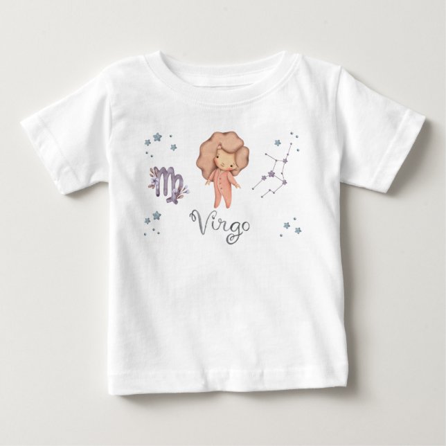 Traje de Corpo e Camiseta para Bebê Zodíaco Virgem (Frente)