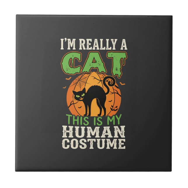 Traje de Gato Humano de Halloween Design Engraçado (Frente)