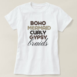 Tranças de Sereia Boho Camiseta Preta Personalizad