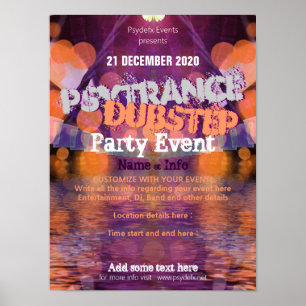 Trance Purple Orange Piscina Event Flyer Poster