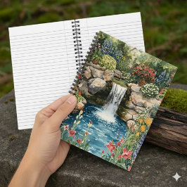 Tranquil Garden Waterfall Spiral Notebook