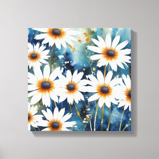 Tranquil White Daisies Watercolor Art Impressão