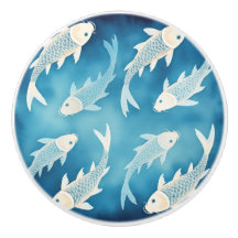 Tranquilo Design de Koi Índigo Elegante Puxador Aq