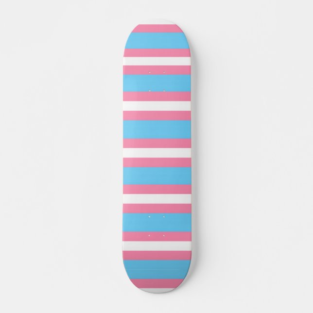 trans flag pattern on skateboard (Frente)