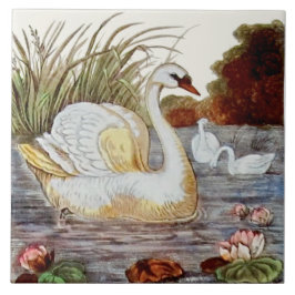 Transferware Swan Victoriano de cor manual Repro
