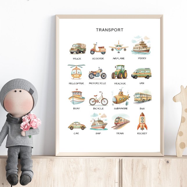 Transportation Poster – Learn Vehicle Names (Criador carregado)