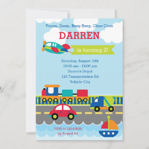 Transporte Aniversário Convites Veículos Rapazes