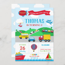 Transporte Aniversário de Convite