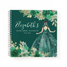 Trasto Verde Floral Quinceanera Guestbook