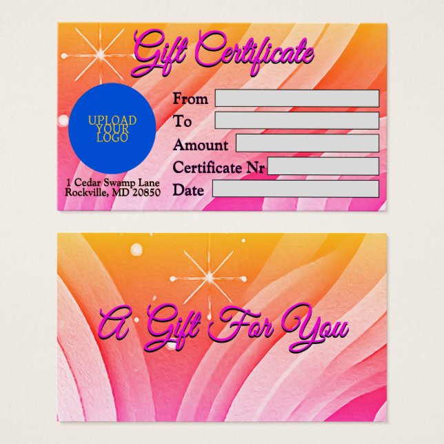 Tratar Alguém com Certificado de Presente Especial (Frente & Verso)