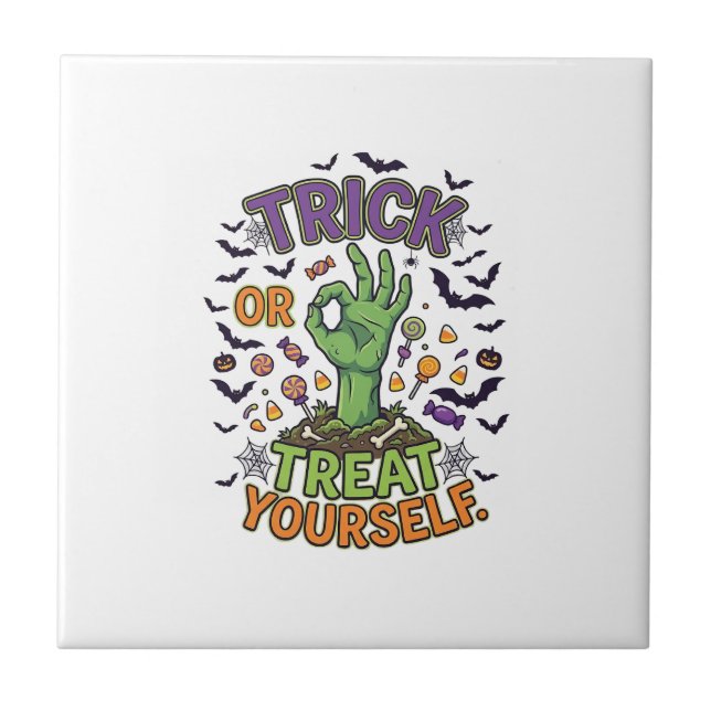 Trate de se Dar um Presente Mão de Zumbi Halloween (Frente)