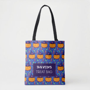 Trato Personalizado do Halloween e Saco de Tote do