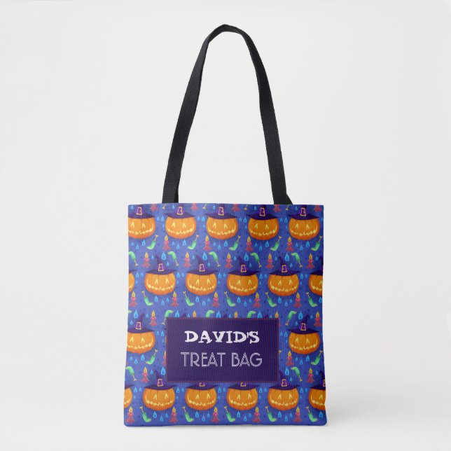 Trato Personalizado do Halloween e Saco de Tote do (Frente)