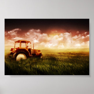 trator em poster de campo