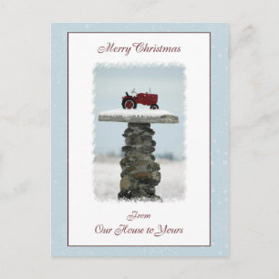 Trator Natal da nossa casa para o seu cartão posta