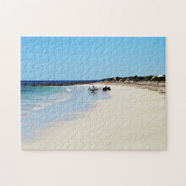 Trator Puxando Barco Do Oceano, Quebra-cabeça de J (Horizontal)