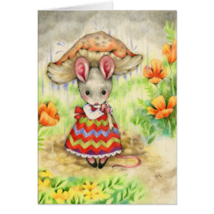 Travado na chuva - cartão bonito da arte do rato