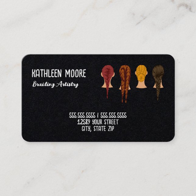 Travagem do cabelo, um Cartão de visita lateral (Frente)