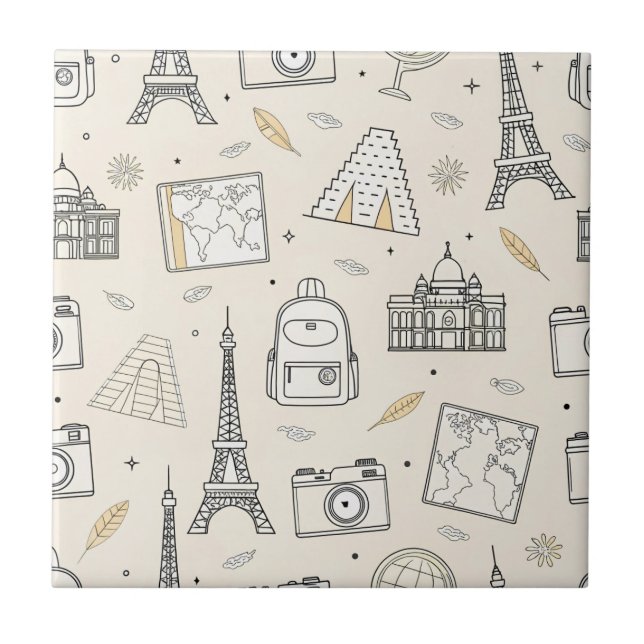 Travel Doodle Seamless Pattern (Frente)