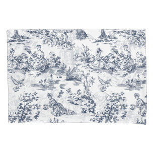 Travesseira Decorativa Toile Azul Vintage França