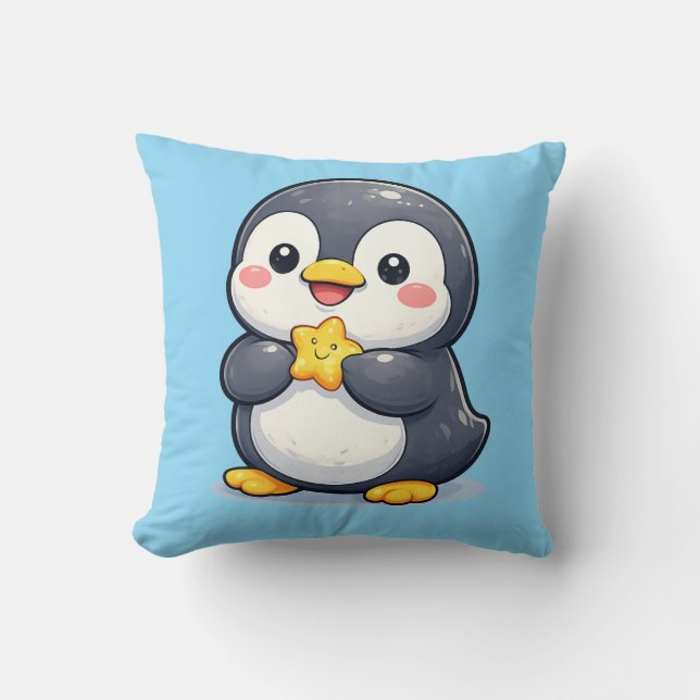 Travesseiro Almofada De Penguin Feliz Fofo Kawaii (Frente)