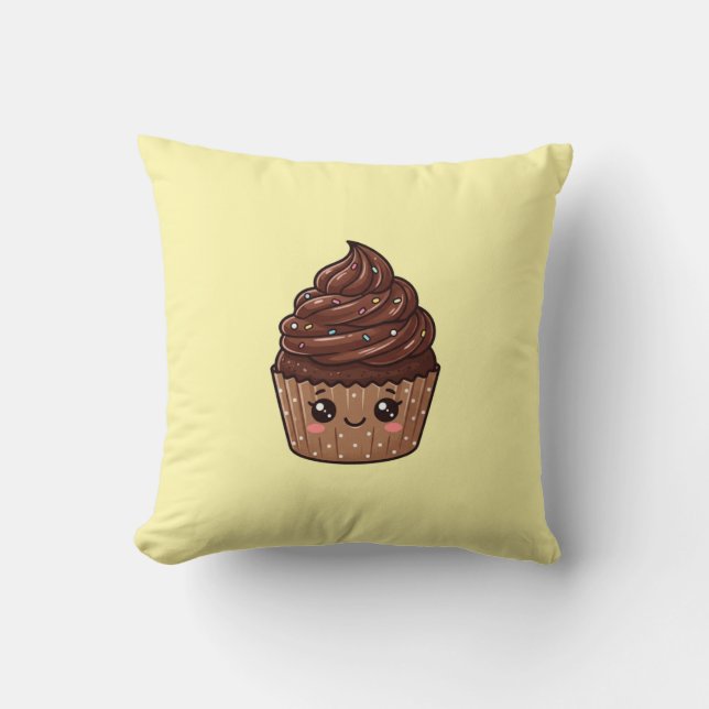 Travesseiro Almofada Kawaii Cupcake de Chocolate (Frente)