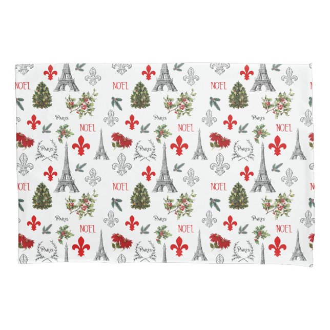 Travesseiro Branco da Torre Eiffel de Natal em Par (Frente)