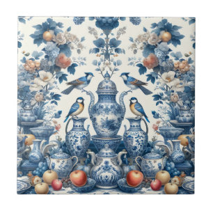 Travesseiro Chinoiserie Vintage Style Birds & Vase