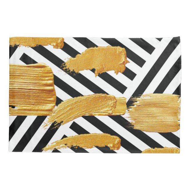 Travesseiro com caixa preta e faixa branca Dourada (Verso)