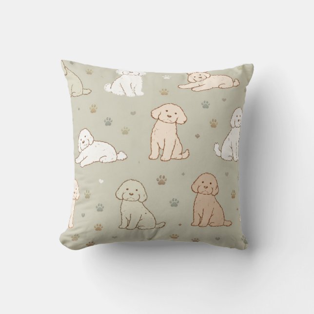 Travesseiro com Padrão Fofo de Cockapoo | Almofada (Frente)