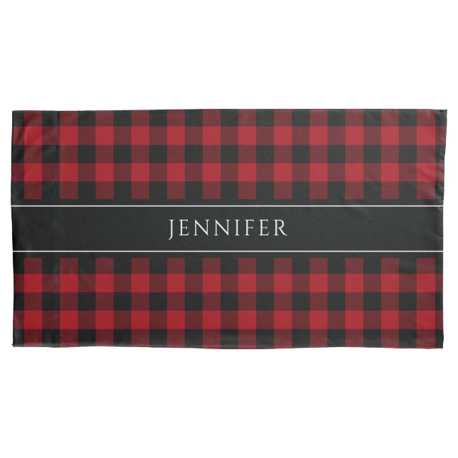 Travesseiro com padrão Xadrez de Gingham Vermelho  (Frente)