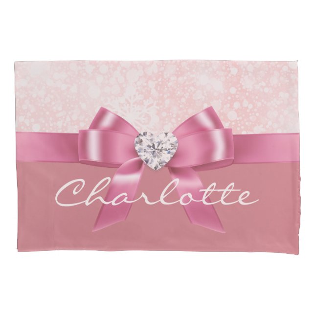 Travesseiro de Diamante de Floco de Neve Rosa de F (Frente)